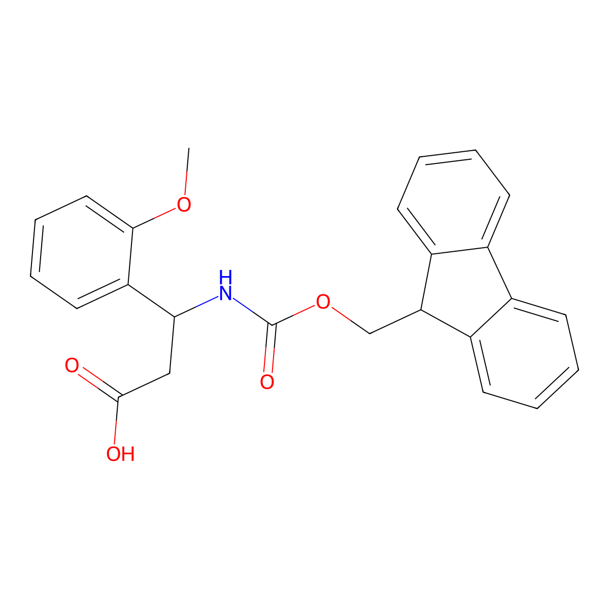 (R)-3-((((9H-Fluoren-9-yl)methoxy)carbonyl)amino)-3-(2-methoxyphenyl)propanoic acid molecular structure, CAS 511272-31-4