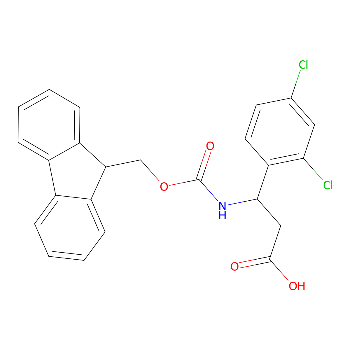 (R)-3-((((9H-Fluoren-9-yl)methoxy)carbonyl)amino)-3-(2,4-dichlorophenyl)propanoic acid molecular structure, CAS 511272-37-0