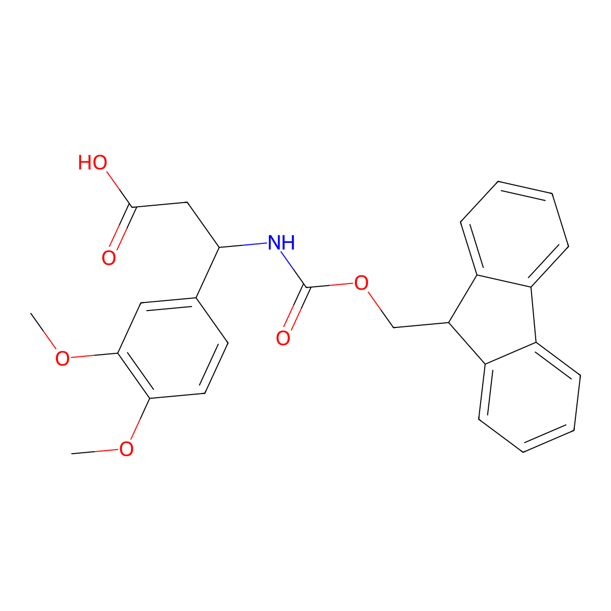 (R)-3-((((9H-Fluoren-9-yl)methoxy)carbonyl)amino)-3-(3,4-dimethoxyphenyl)propanoic acid molecular structure, CAS 511272-40-5