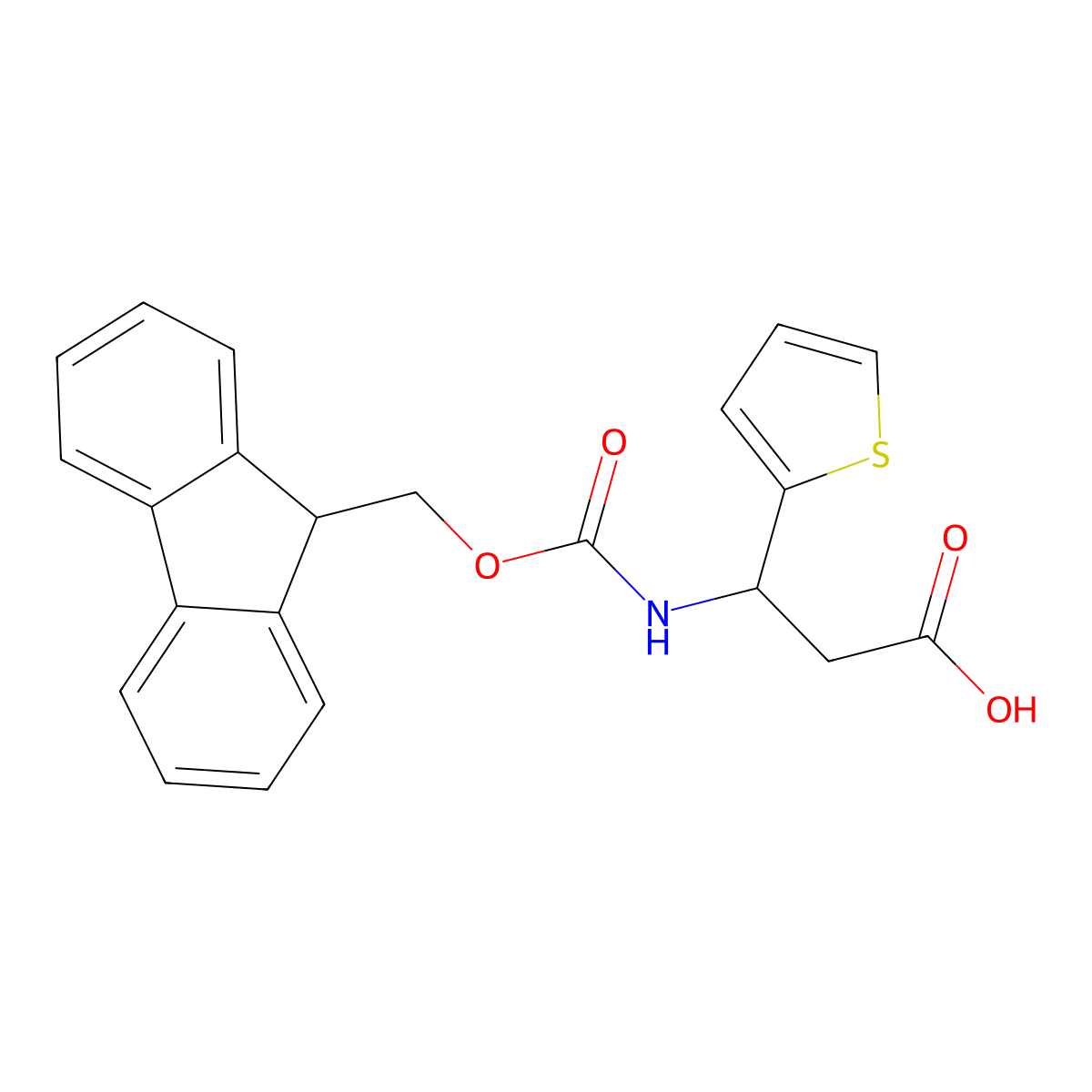 (R)-3-((((9H-Fluoren-9-yl)methoxy)carbonyl)amino)-3-(thiophen-2-yl)propanoic acid molecular structure, CAS 511272-45-0