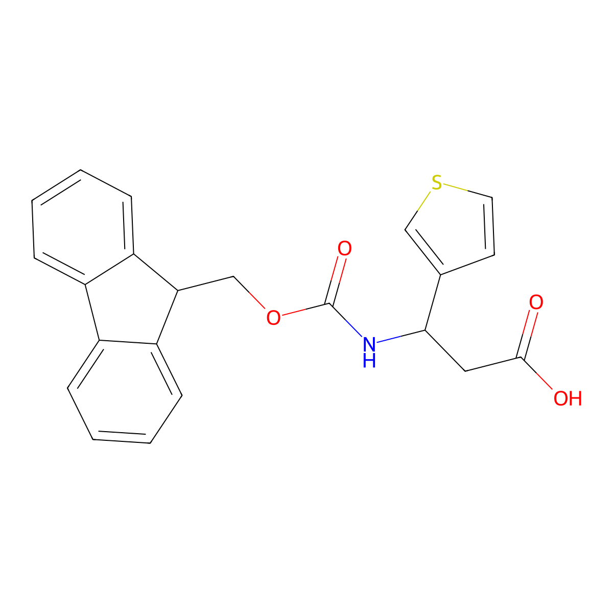 (3R)-3-({[(9H-fluoren-9-yl)methoxy]carbonyl}amino)-3-(thiophen-3-yl)propanoic acid molecular structure, CAS 511272-46-1