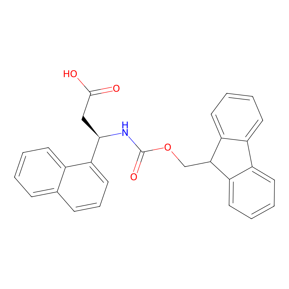 (3R)-3-((((9H-fluoren-9-yl)methoxy)carbonyl)amino)-3-(naphthalen-1-yl)propanoic acid molecular structure, CAS 511272-47-2