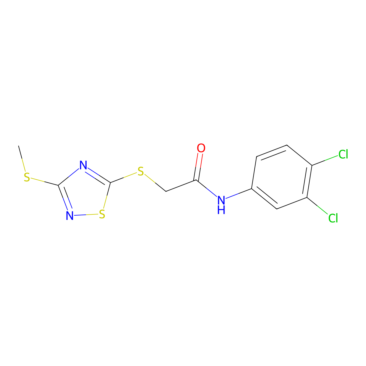 N-(3,4-dichlorophenyl)-2-[(3-methylsulfanyl-1,2,4-thiadiazol-5-yl)sulfanyl]acetamide molecular structure, CAS 511275-87-9
