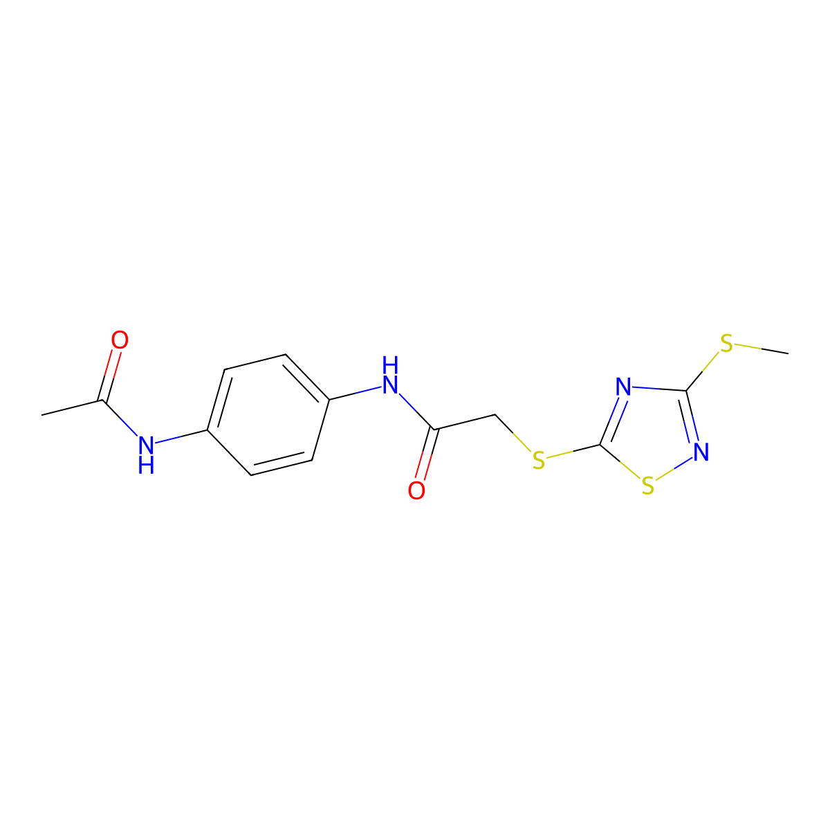 N-(4-acetamidophenyl)-2-[(3-methylsulfanyl-1,2,4-thiadiazol-5-yl)sulfanyl]acetamide molecular structure, CAS 511275-89-1