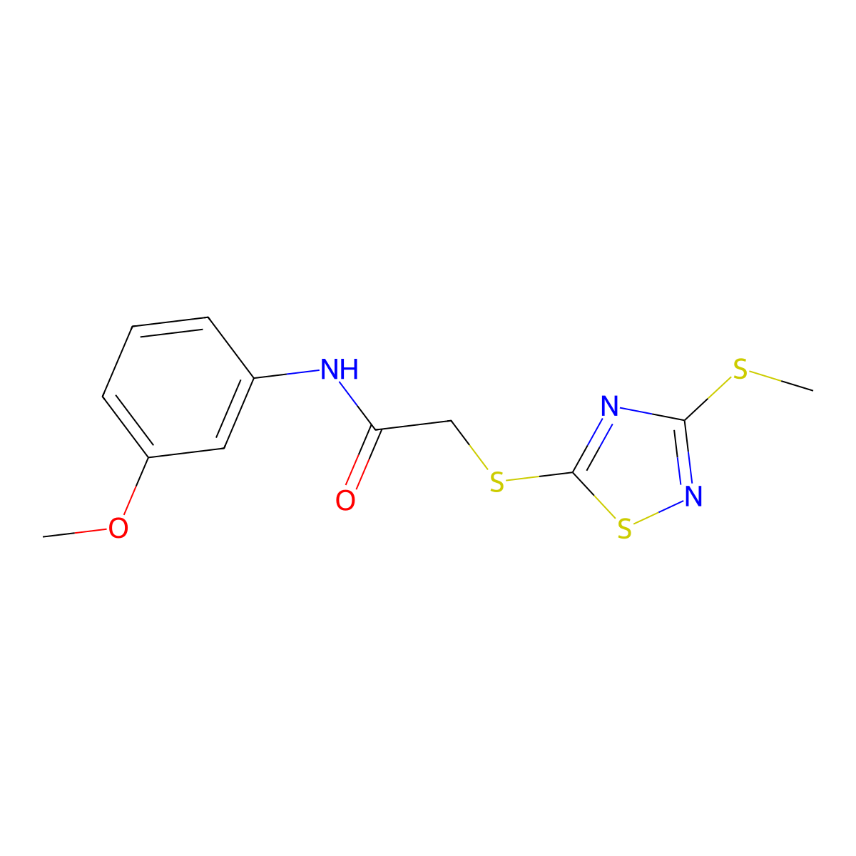 N-(3-methoxyphenyl)-2-[(3-methylsulfanyl-1,2,4-thiadiazol-5-yl)sulfanyl]acetamide molecular structure, CAS 511275-91-5