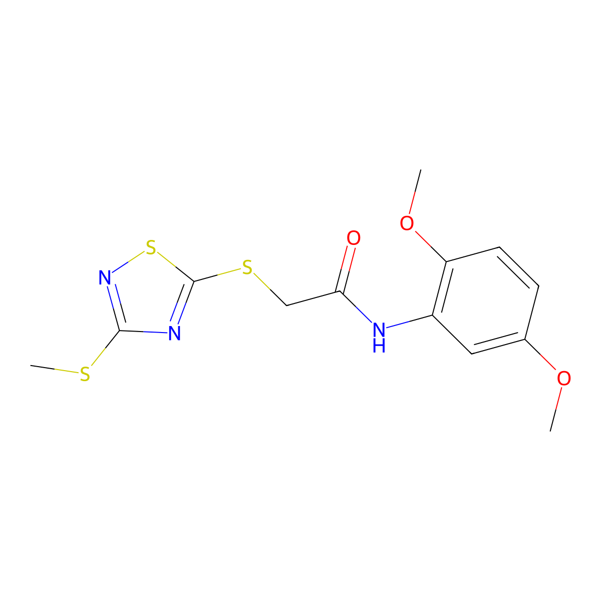 N-(2,5-dimethoxyphenyl)-2-{[3-(methylsulfanyl)-1,2,4-thiadiazol-5-yl]sulfanyl}acetamide molecular structure, CAS 511276-36-1