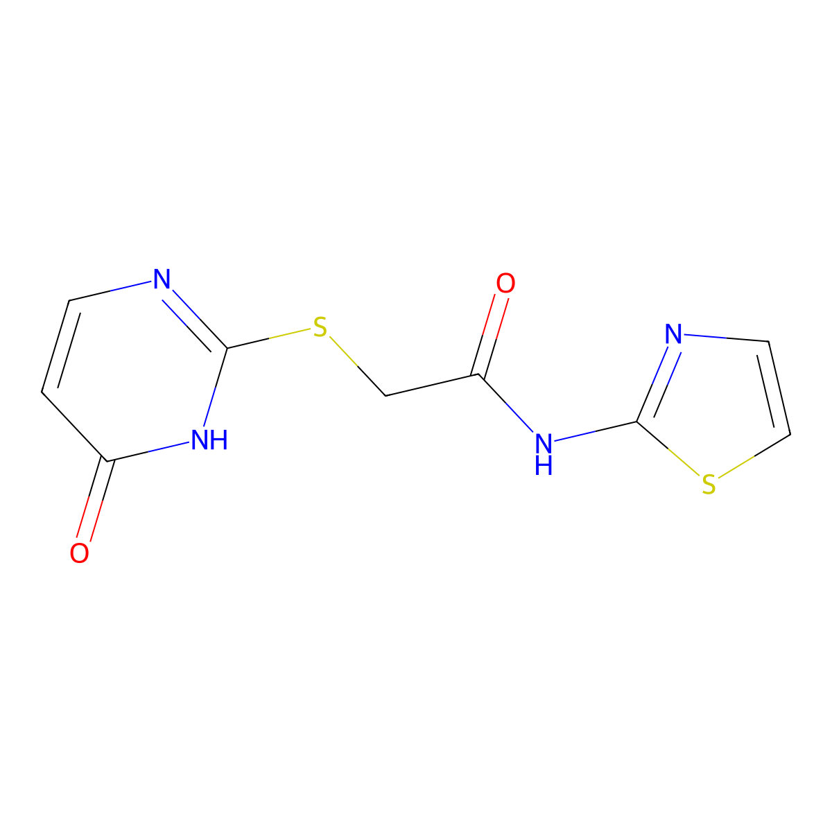 2-[(4-hydroxypyrimidin-2-yl)sulfanyl]-N-(1,3-thiazol-2-yl)acetamide molecular structure, CAS 511277-19-3
