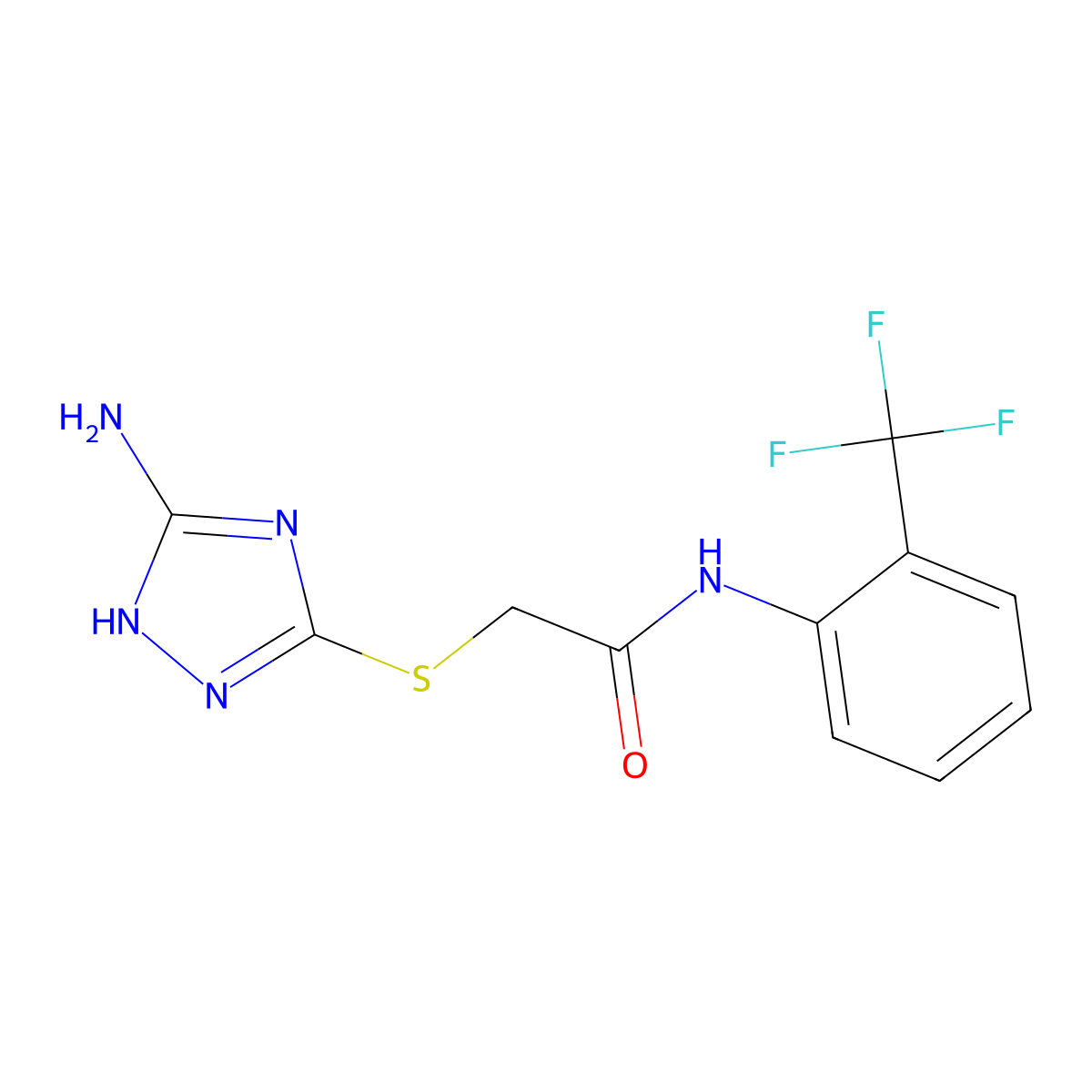2-[(3-amino-1H-1,2,4-triazol-5-yl)sulfanyl]-N-[2-(trifluoromethyl)phenyl]acetamide molecular structure, CAS 511278-20-9