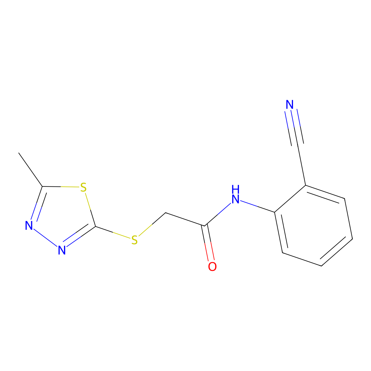 N-(2-cyanophenyl)-2-[(5-methyl-1,3,4-thiadiazol-2-yl)sulfanyl]acetamide molecular structure, CAS 511281-98-4