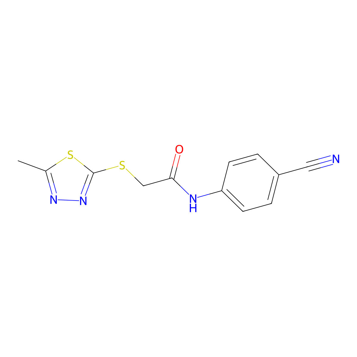 N-(4-cyanophenyl)-2-[(5-methyl-1,3,4-thiadiazol-2-yl)sulfanyl]acetamide molecular structure, CAS 511282-22-7