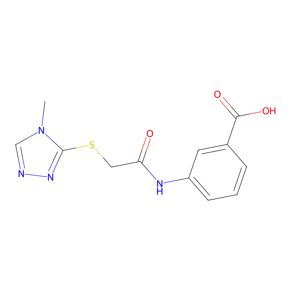 3-{2-[(4-methyl-4H-1,2,4-triazol-3-yl)sulfanyl]acetamido}benzoic acid molecular structure, CAS 511284-39-2