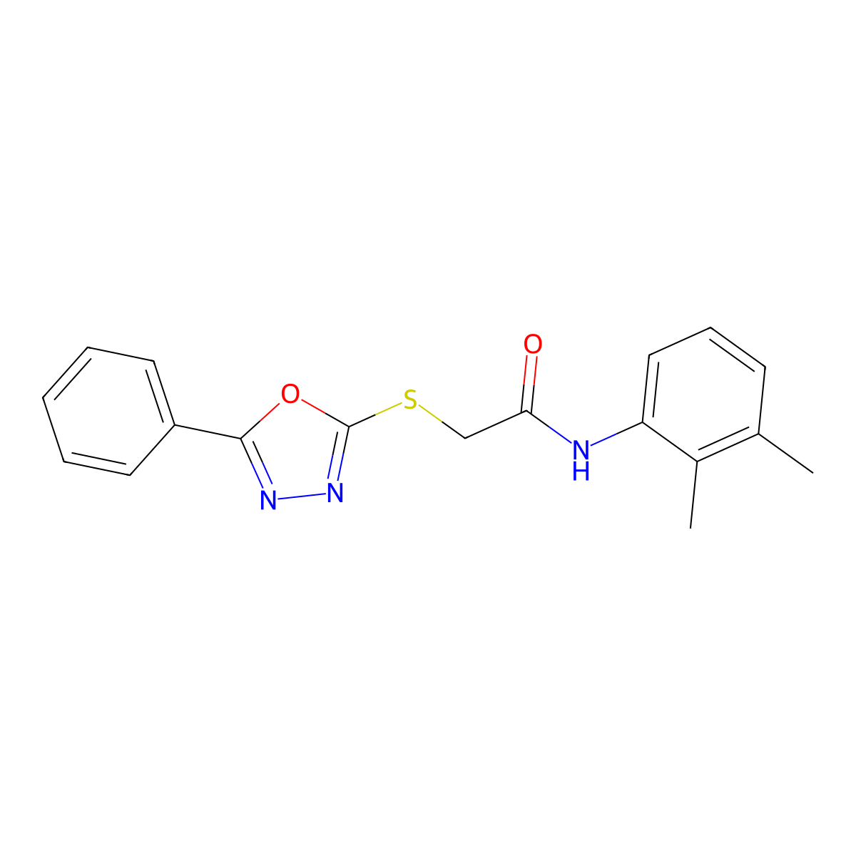 N-(2,3-dimethylphenyl)-2-[(5-phenyl-1,3,4-oxadiazol-2-yl)sulfanyl]acetamide molecular structure, CAS 511288-81-6
