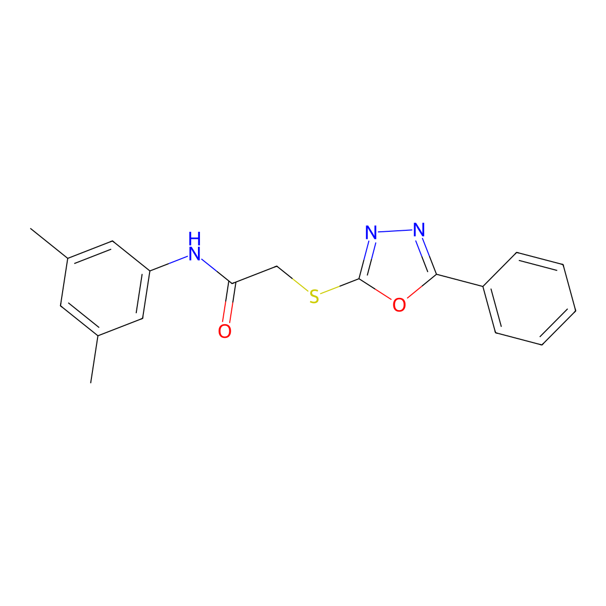 N-(3,5-dimethylphenyl)-2-[(5-phenyl-1,3,4-oxadiazol-2-yl)sulfanyl]acetamide molecular structure, CAS 511288-89-4