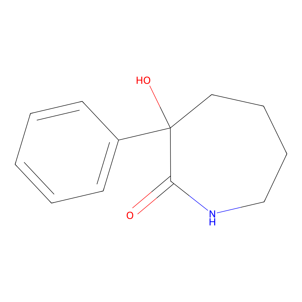 3-Hydroxy-3-phenylazepan-2-one molecular structure, CAS 51129-01-2