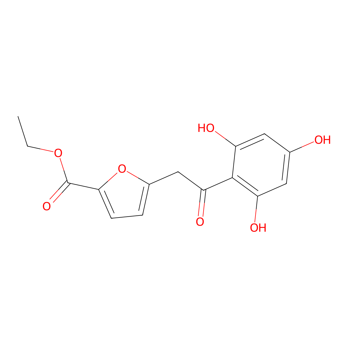 Ethyl 5-[2-oxo-2-(2,4,6-trihydroxyphenyl)ethyl]furan-2-carboxylate molecular structure, CAS 51129-67-0