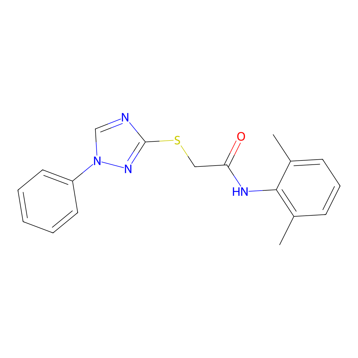 N-(2,6-dimethylphenyl)-2-[(1-phenyl-1,2,4-triazol-3-yl)sulfanyl]acetamide molecular structure, CAS 511291-82-0