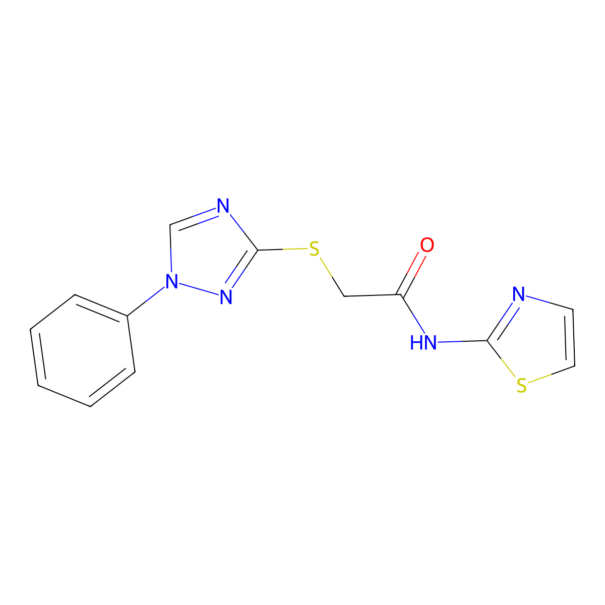 2-[(1-phenyl-1,2,4-triazol-3-yl)sulfanyl]-N-(1,3-thiazol-2-yl)acetamide molecular structure, CAS 511291-96-6