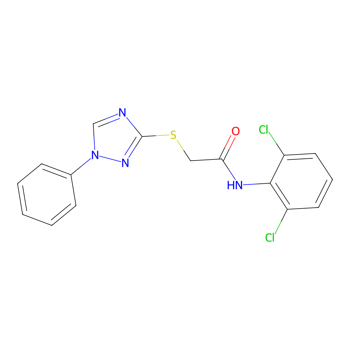 N-(2,6-dichlorophenyl)-2-[(1-phenyl-1,2,4-triazol-3-yl)sulfanyl]acetamide molecular structure, CAS 511292-06-1