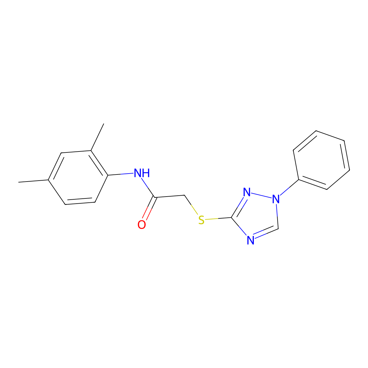 N-(2,4-dimethylphenyl)-2-[(1-phenyl-1H-1,2,4-triazol-3-yl)sulfanyl]acetamide molecular structure, CAS 511292-07-2