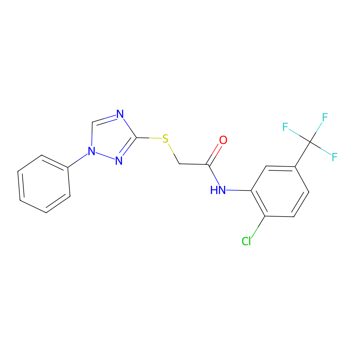 N-[2-chloro-5-(trifluoromethyl)phenyl]-2-[(1-phenyl-1,2,4-triazol-3-yl)sulfanyl]acetamide molecular structure, CAS 511297-29-3