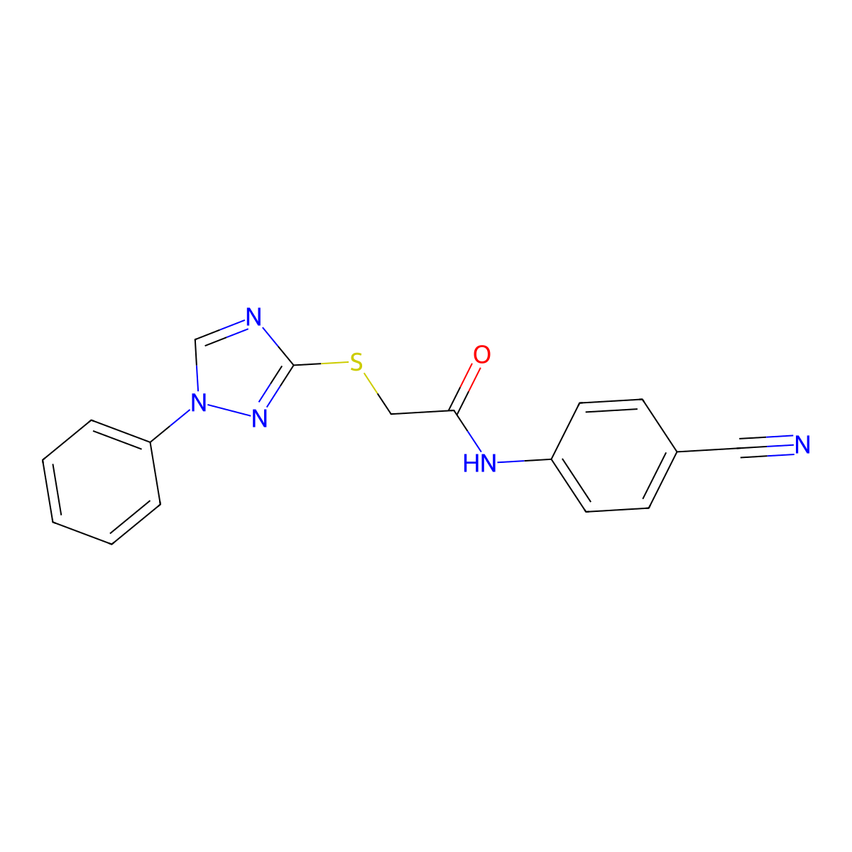 N-(4-cyanophenyl)-2-[(1-phenyl-1,2,4-triazol-3-yl)sulfanyl]acetamide molecular structure, CAS 511297-32-8