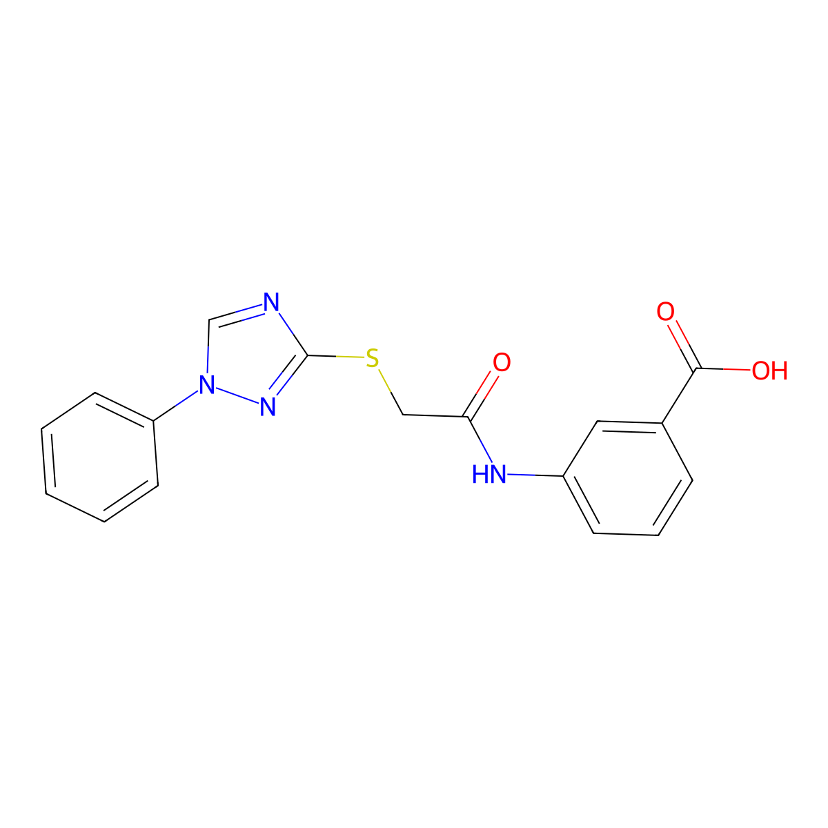 3-[[2-[(1-phenyl-1,2,4-triazol-3-yl)sulfanyl]acetyl]amino]benzoic Acid molecular structure, CAS 511297-51-1