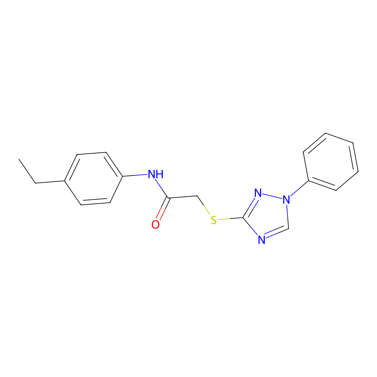 N-(4-ethylphenyl)-2-[(1-phenyl-1H-1,2,4-triazol-3-yl)sulfanyl]acetamide molecular structure, CAS 511297-52-2