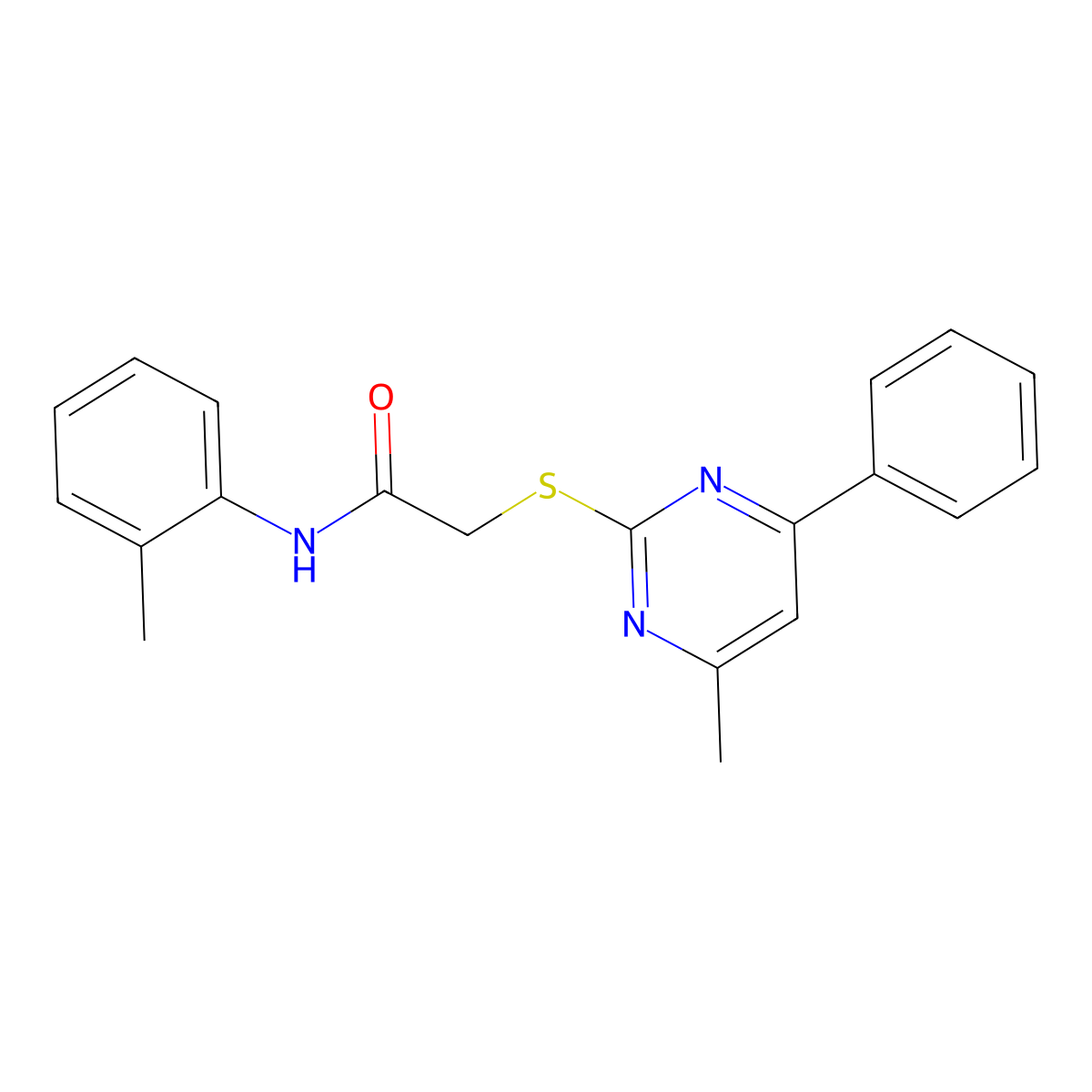 N-(2-methylphenyl)-2-(4-methyl-6-phenylpyrimidin-2-yl)sulfanylacetamide molecular structure, CAS 511299-82-4