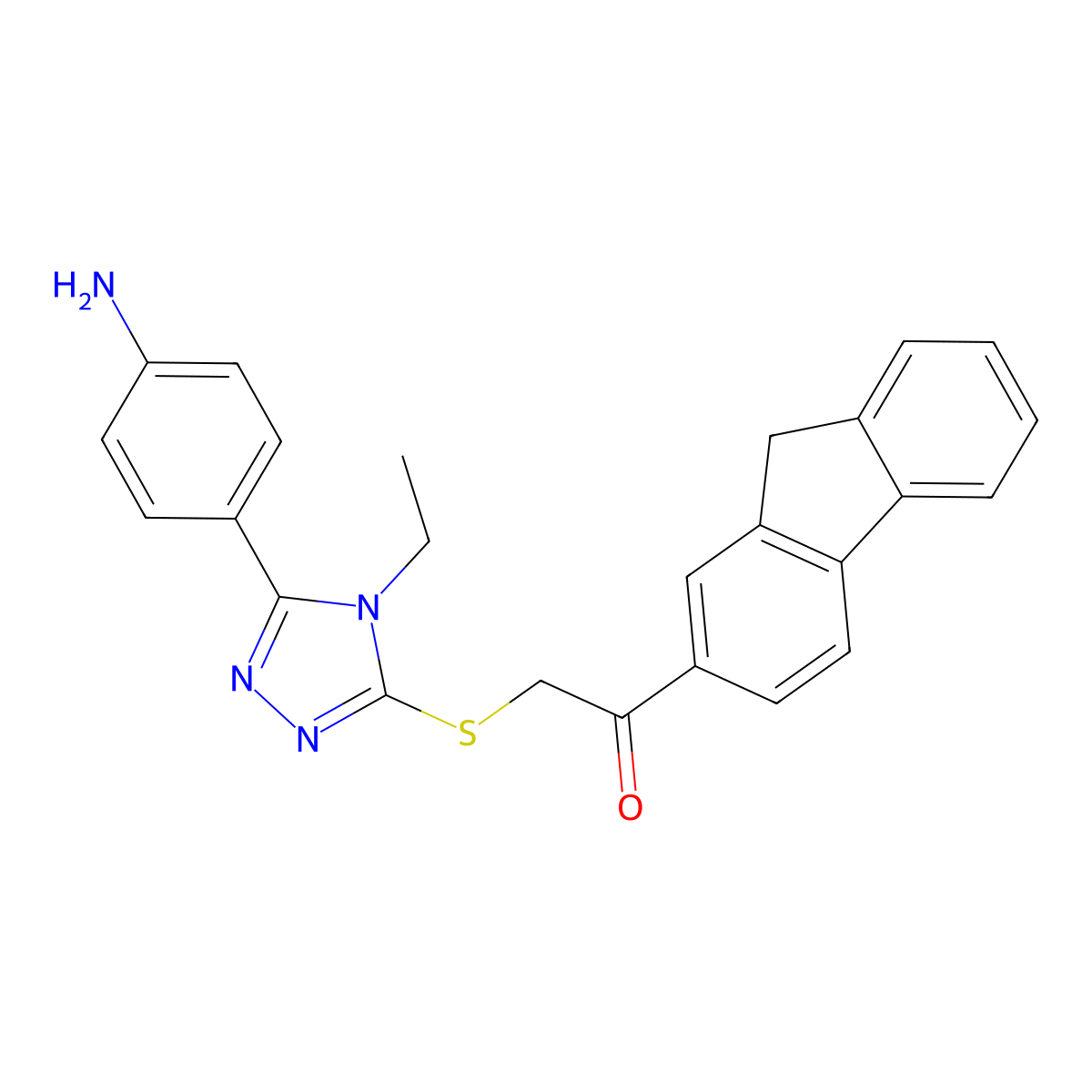 2-[[5-(4-aminophenyl)-4-ethyl-1,2,4-triazol-3-yl]sulfanyl]-1-(9H-fluoren-2-yl)ethanone molecular structure, CAS 511307-47-4