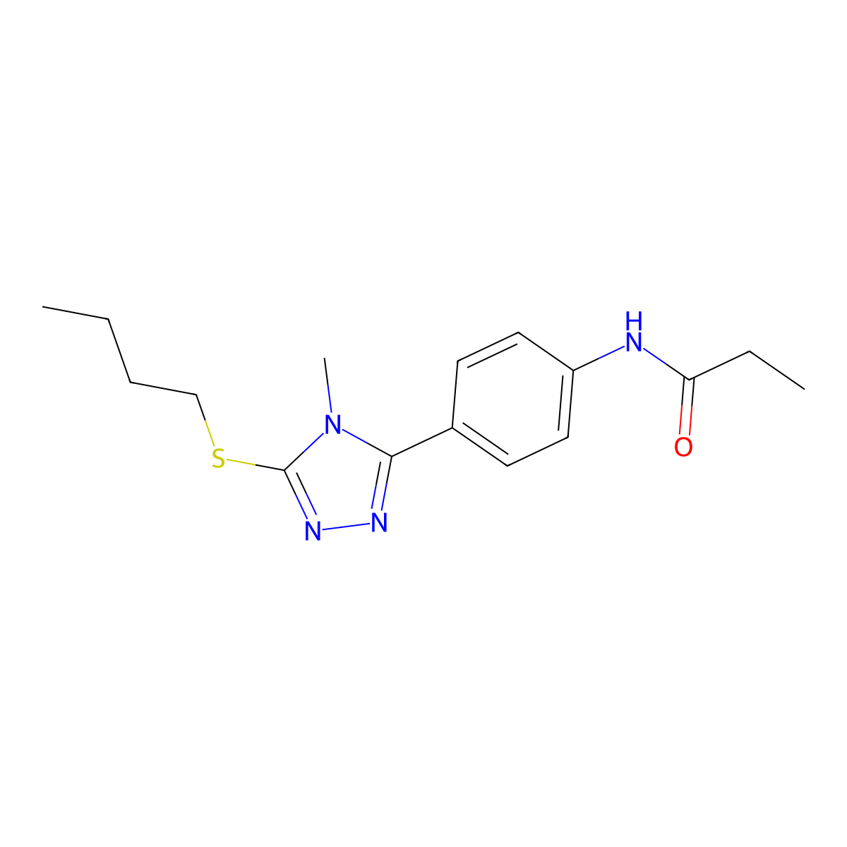 N-[4-(5-butylsulfanyl-4-methyl-1,2,4-triazol-3-yl)phenyl]propanamide molecular structure, CAS 511307-81-6