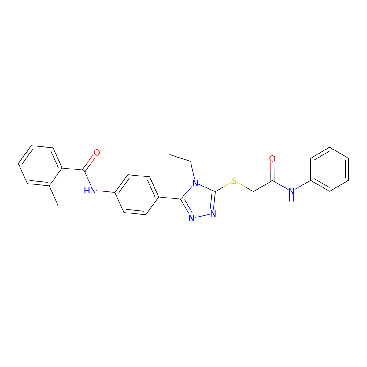 N-[4-[5-(2-anilino-2-oxoethyl)sulfanyl-4-ethyl-1,2,4-triazol-3-yl]phenyl]-2-methylbenzamide molecular structure, CAS 511308-13-7