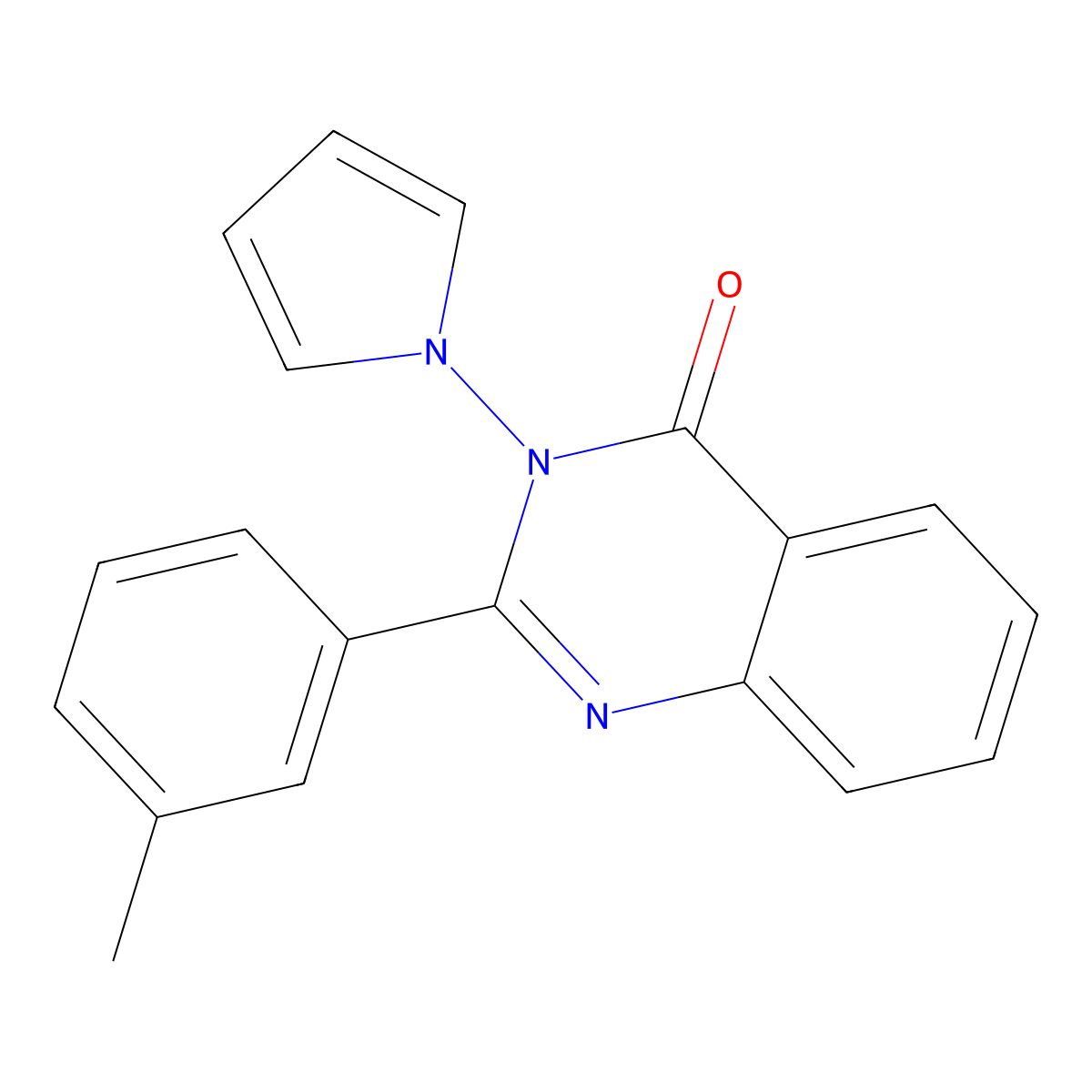 2-(3-Methylphenyl)-3-pyrrol-1-ylquinazolin-4-one molecular structure, CAS 511309-43-6
