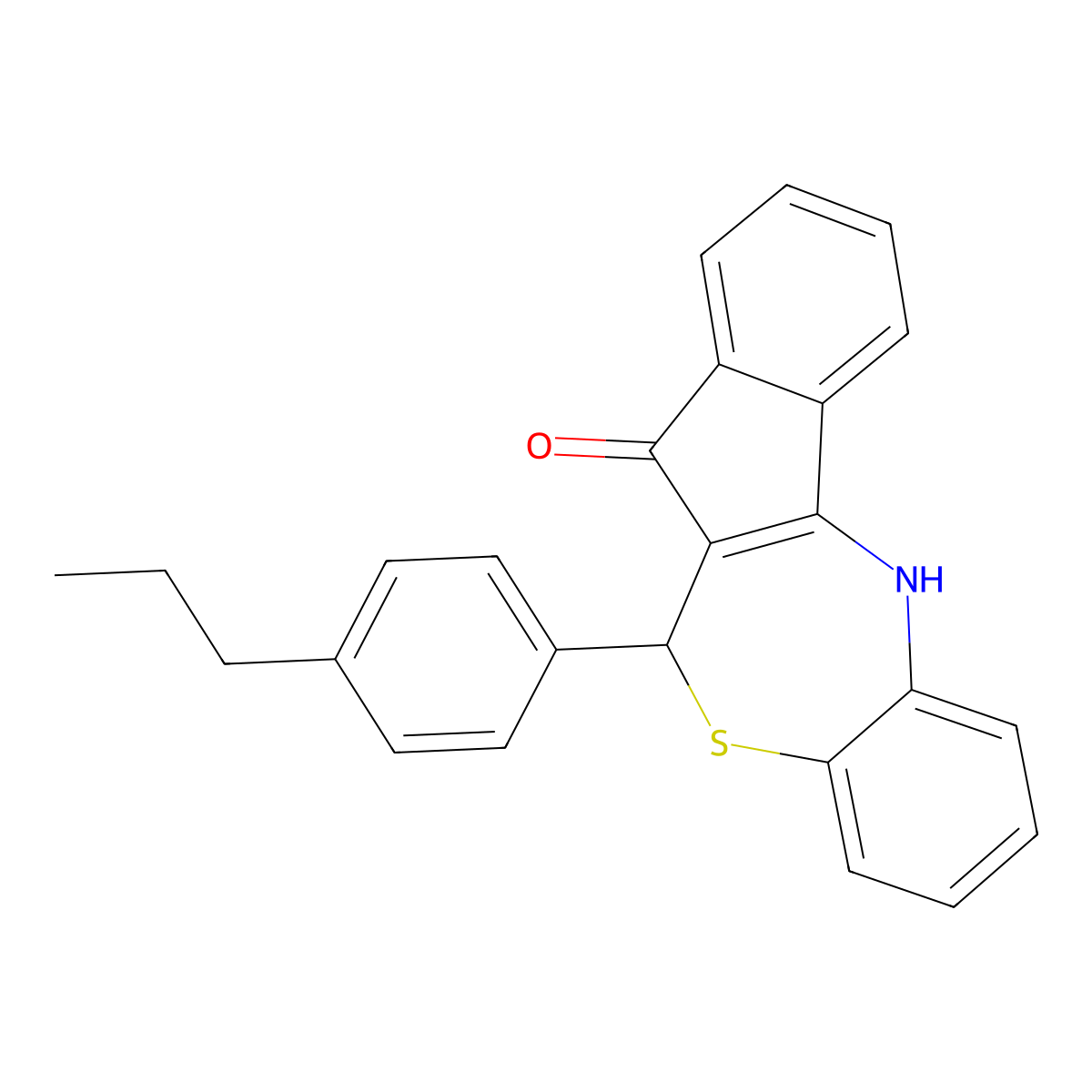 6-(4-propylphenyl)-6,12-dihydro-5H-benzo[b]indeno[1,2-e][1,4]thiazepin-5-one molecular structure, CAS 511309-49-2