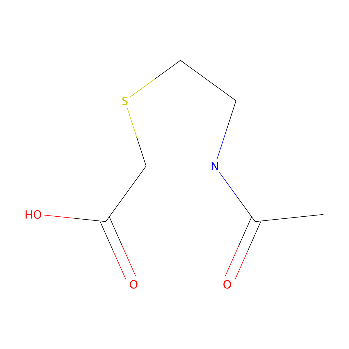 3-Acetyl-1,3-thiazolidine-2-carboxylic acid molecular structure, CAS 51131-84-1