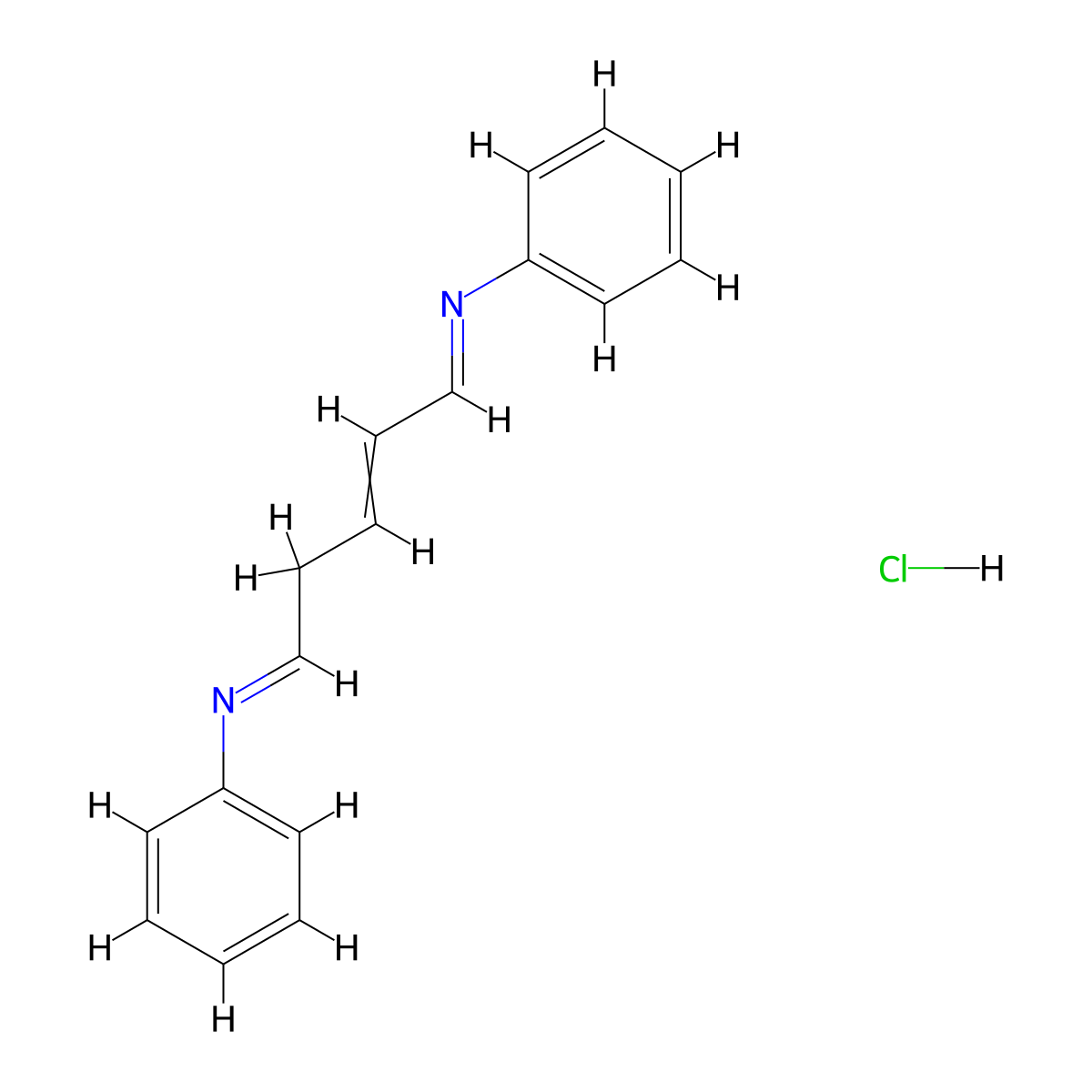 Benzenamine, N,N'-2-pentene-1,5-diylidenebis-, hydrochloride molecular structure, CAS 51143-35-2