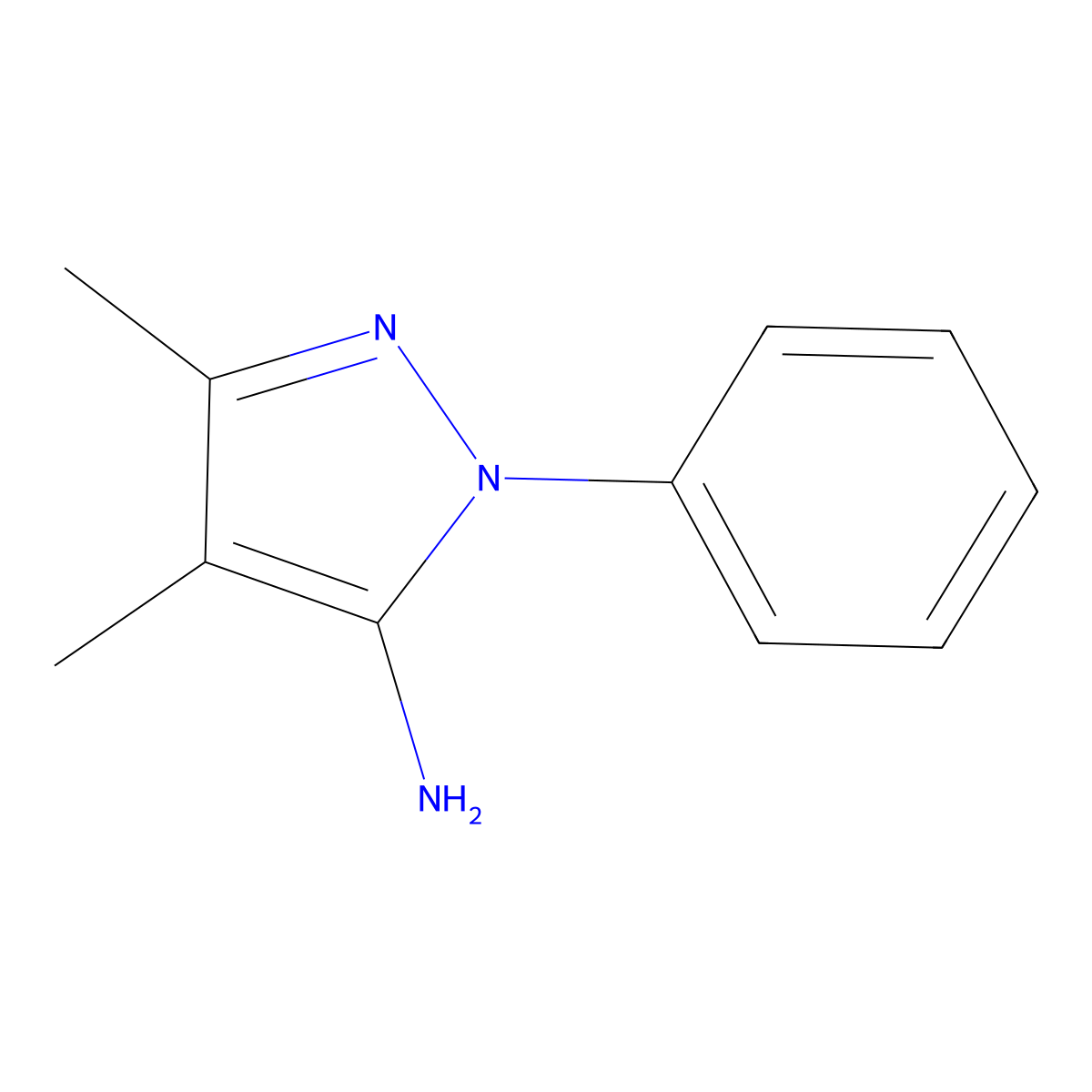 1H-Pyrazol-5-amine, 3,4-dimethyl-1-phenyl- molecular structure, CAS 51143-42-1