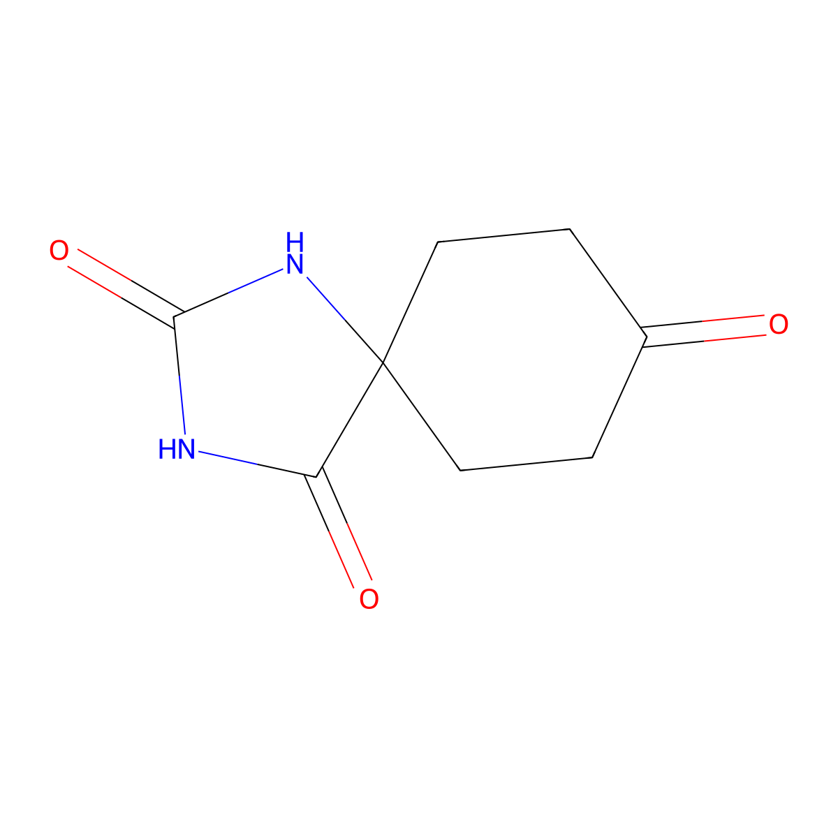 1,3-Diazaspiro(4.5)decane-2,4,8-trione molecular structure, CAS 51145-74-5