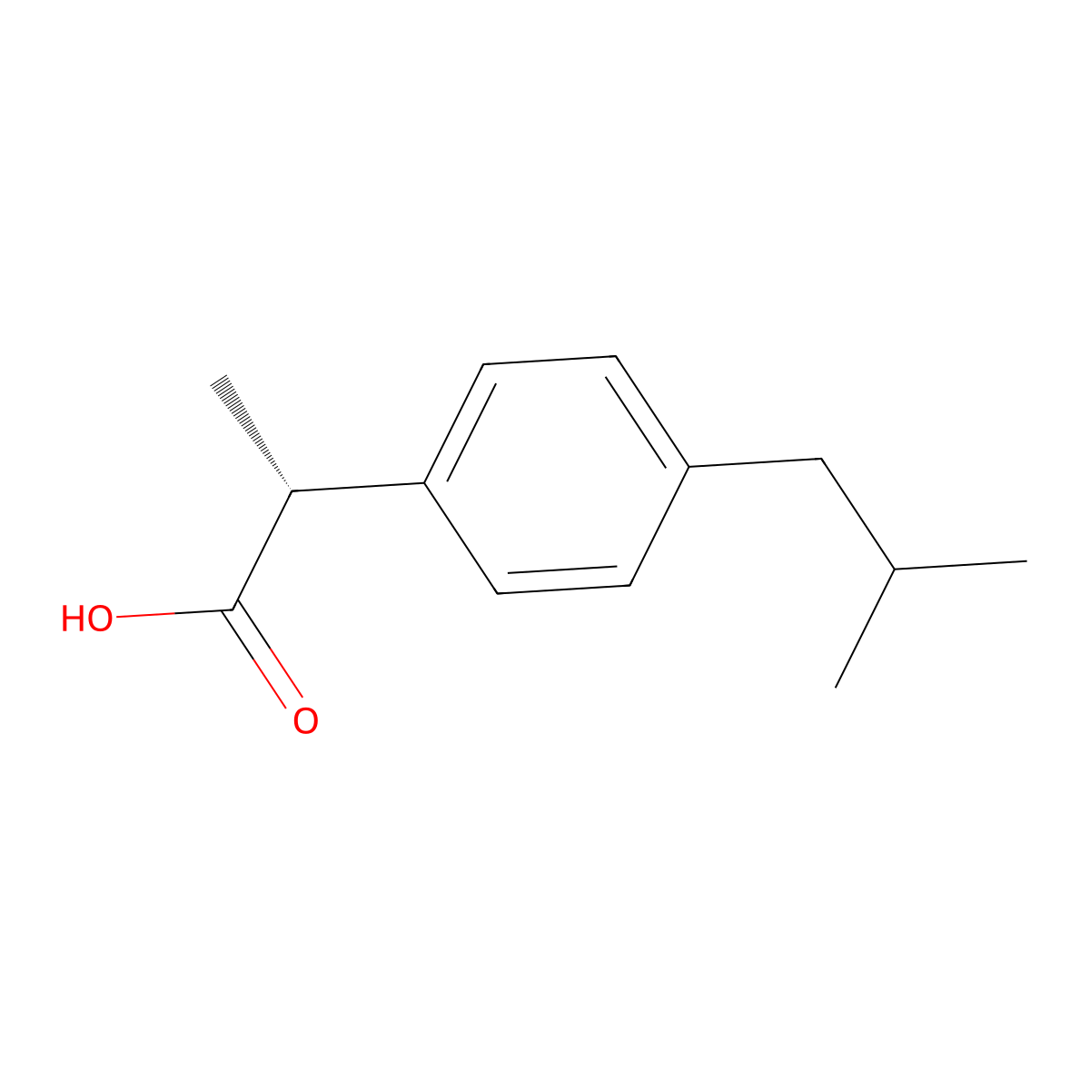 Ibuprofen, (-)- molecular structure, CAS 51146-57-7