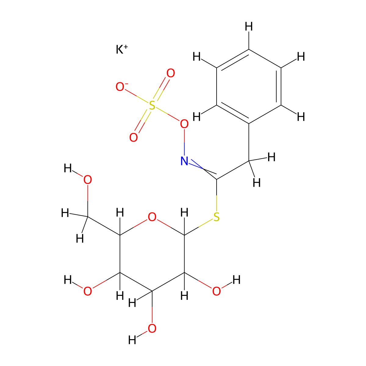 Benzylglucosinolate (potassium) molecular structure, CAS 5115-71-9