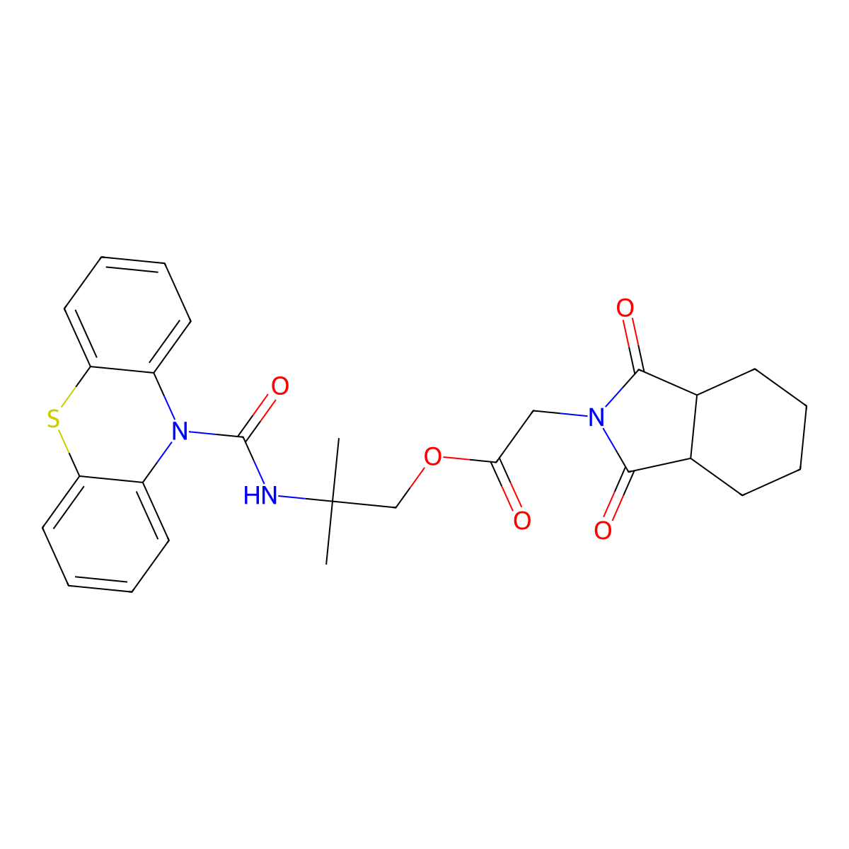 2-methyl-2-[(10H-phenothiazin-10-ylcarbonyl)amino]propyl (1,3-dioxooctahydro-2H-isoindol-2-yl)acetate molecular structure, CAS 511513-88-5