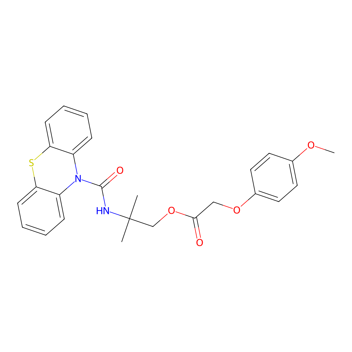 2-methyl-2-[(10H-phenothiazin-10-ylcarbonyl)amino]propyl (4-methoxyphenoxy)acetate molecular structure, CAS 511513-89-6