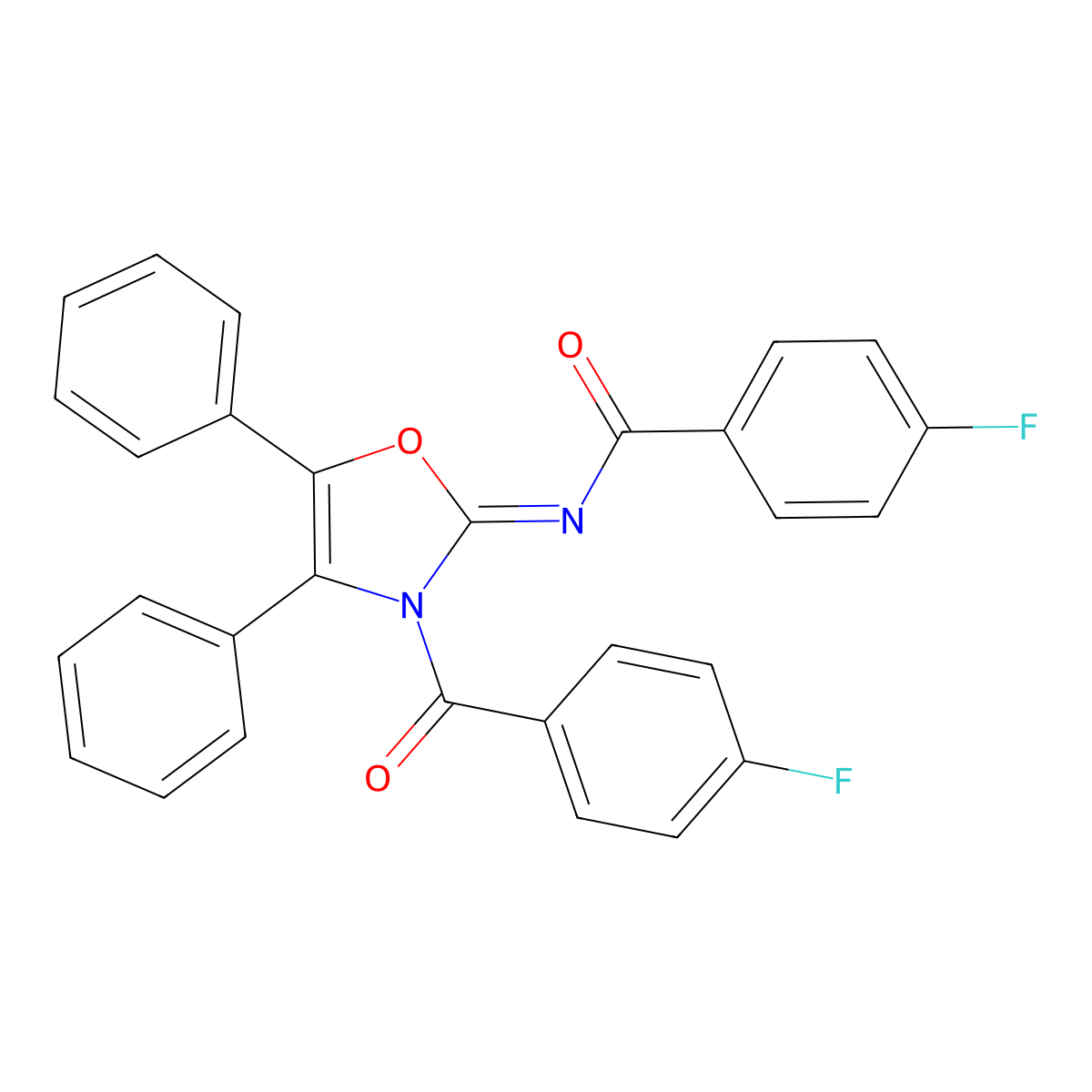 4-fluoro-N-[(2Z)-3-[(4-fluorophenyl)carbonyl]-4,5-diphenyl-1,3-oxazol-2(3H)-ylidene]benzamide molecular structure, CAS 511513-95-4