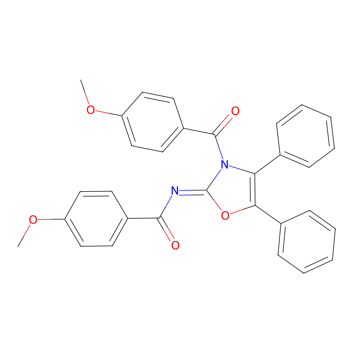 4-methoxy-N-[(2Z)-3-[(4-methoxyphenyl)carbonyl]-4,5-diphenyl-1,3-oxazol-2(3H)-ylidene]benzamide molecular structure, CAS 511513-96-5