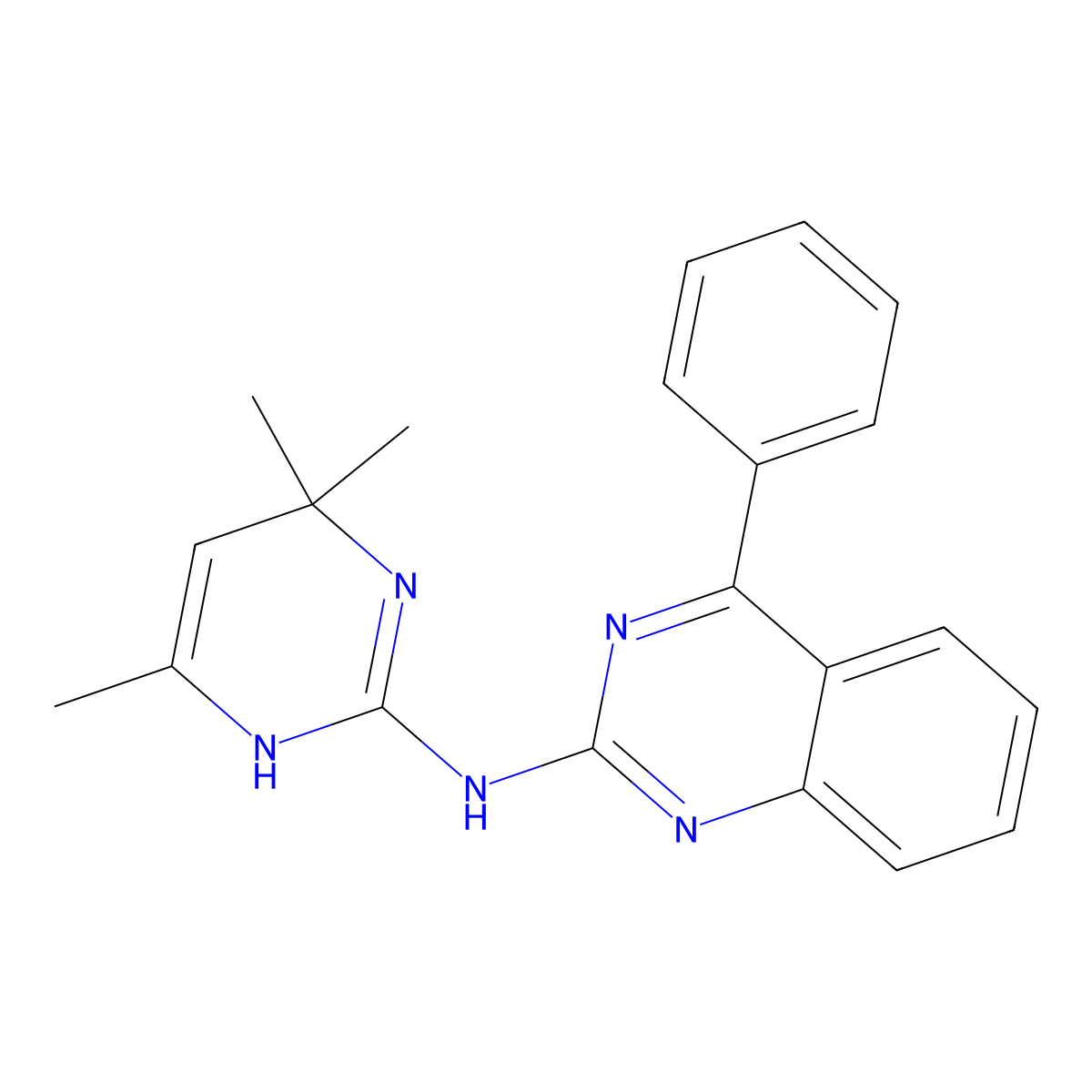 4-phenyl-N-(4,4,6-trimethyl-1H-pyrimidin-2-yl)quinazolin-2-amine molecular structure, CAS 511514-03-7