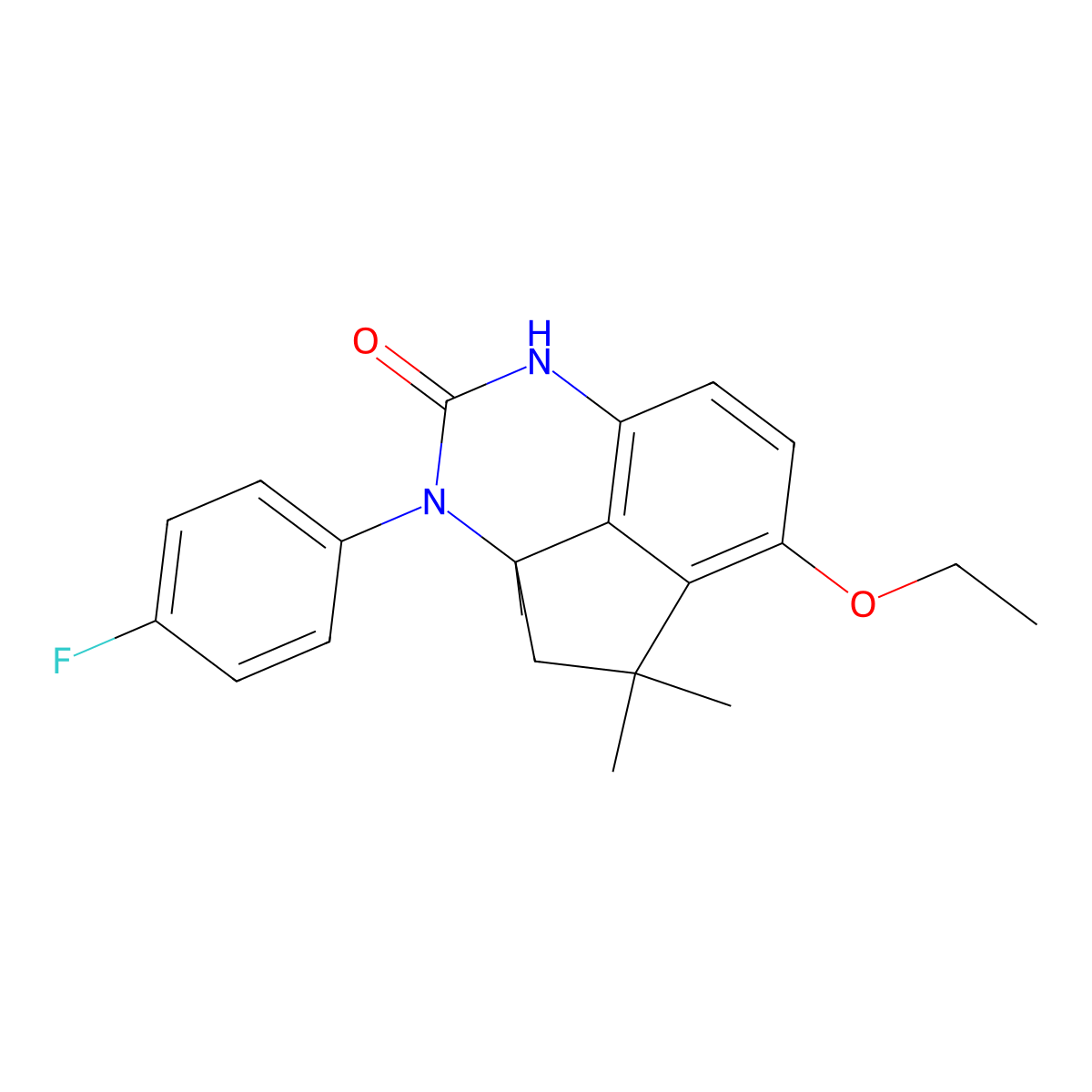 6-ethoxy-3-(4-fluorophenyl)-3a,5,5-trimethyl-3,3a,4,5-tetrahydrocyclopenta[de]quinazolin-2(1H)-one molecular structure, CAS 511514-06-0
