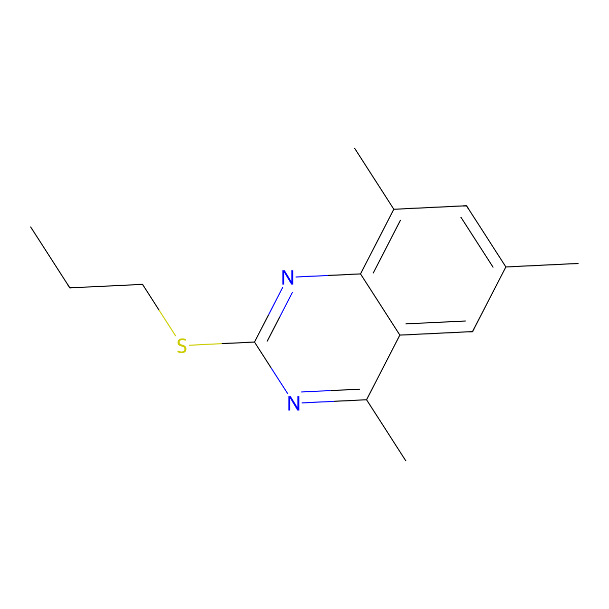 4,6,8-Trimethyl-2-(propylthio)quinazoline molecular structure, CAS 511514-10-6