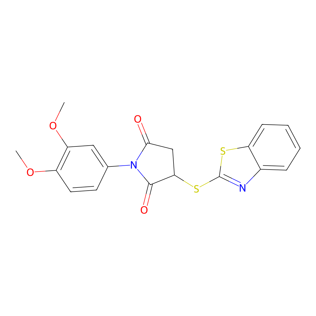 3-(1,3-Benzothiazol-2-ylsulfanyl)-1-(3,4-dimethoxyphenyl)pyrrolidine-2,5-dione molecular structure, CAS 511514-13-9