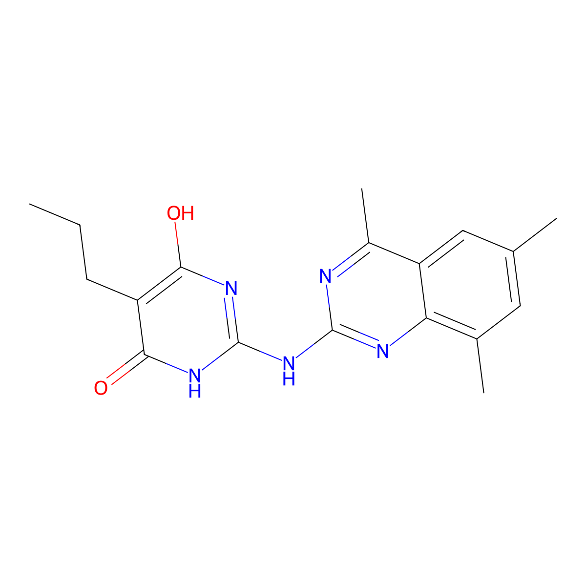 5-Propyl-2-[(4,6,8-trimethylquinazolin-2-yl)amino]pyrimidine-4,6-diol molecular structure, CAS 511514-37-7