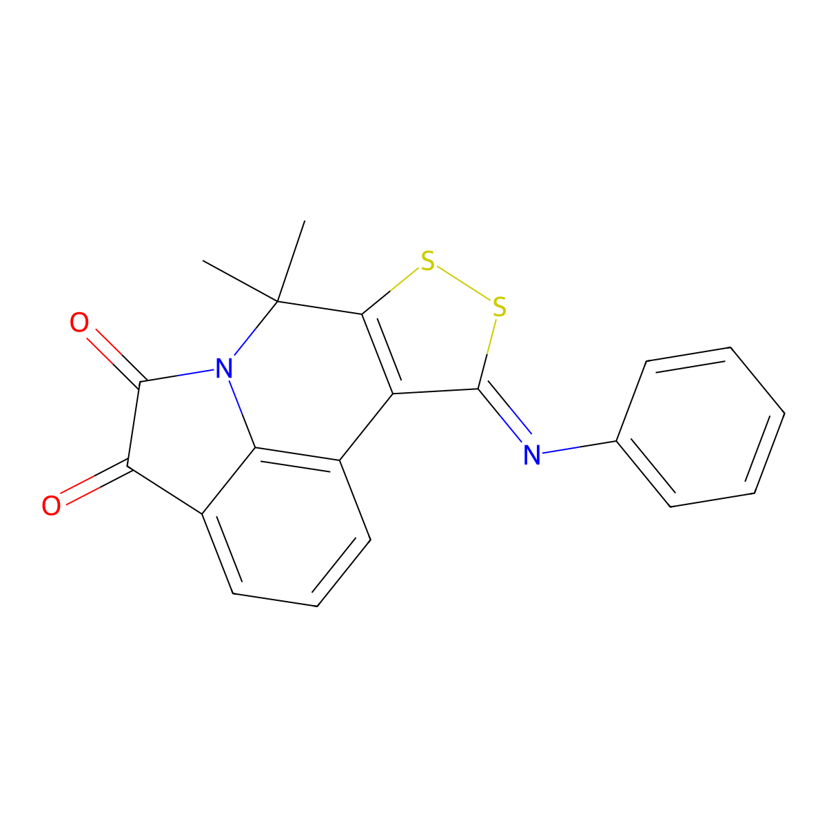 7,7-Dimethyl-10-(phenylimino)-7,10-dihydro[1,2]dithiolo[3,4-c]pyrrolo[3,2,1-ij]quinoline-4,5-dione molecular structure, CAS 511514-66-2