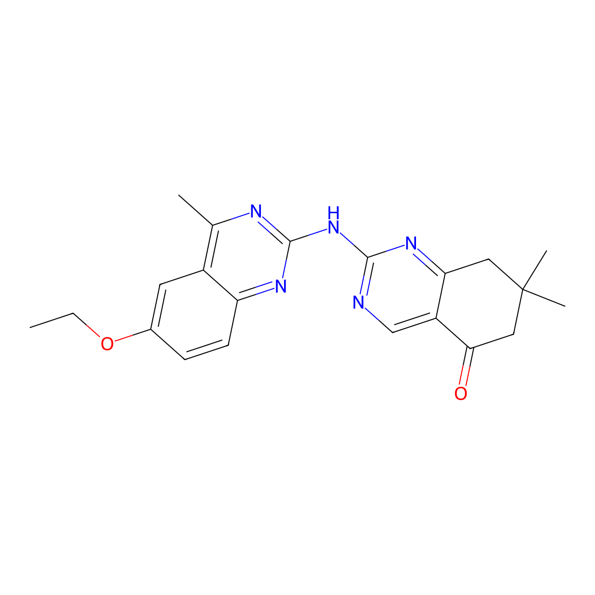 2-[(6-ethoxy-4-methylquinazolin-2-yl)amino]-7,7-dimethyl-7,8-dihydroquinazolin-5(6H)-one molecular structure, CAS 511514-72-0